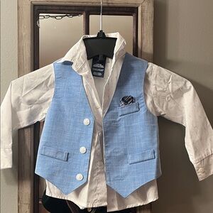 Blue Vest with White Shirt Set and Pants